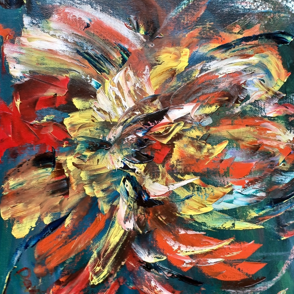 Original Collectable "Ambrosia Floral" impressionistic  oil painting 16"×20"